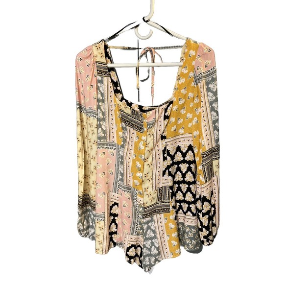 Forever 21 Women's Multicolor Long Sleeve Blouse Romper Floral Size Small EUC‎ - Picture 2 of 9